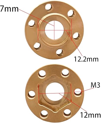 Miniatura 8 de Adaptador de latón hexagonal de rueda extendida de 0.472 in para 110 RC Crawler SCX10 TRX4 1.9 2.2 ruedas llanta de buje, paquete de 4 (negro, 0.866