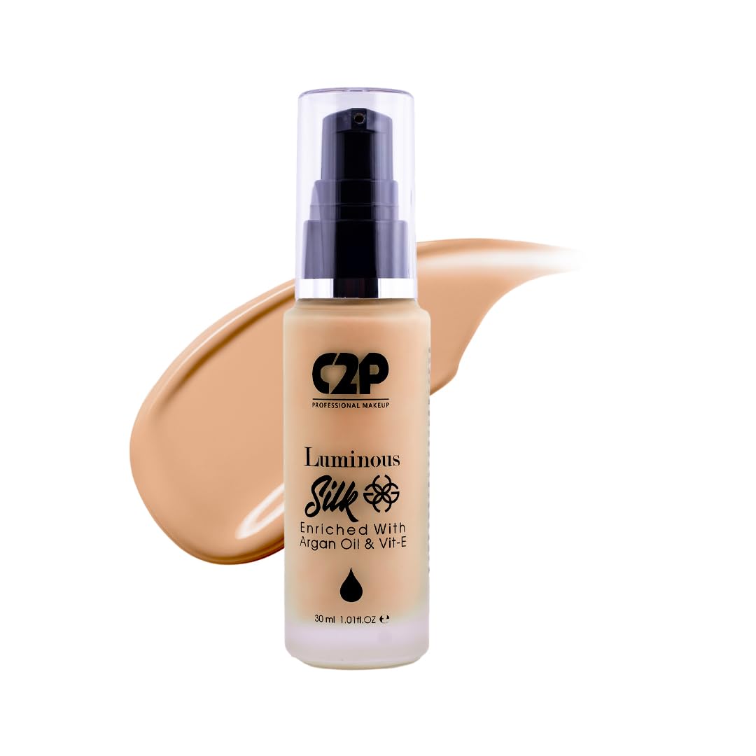 C2P Pro Luminous Silk Liquid Foundation For Women Face Makeup MEDIUM TAN 07, 30 ml | High Coverage For Dry Oily Combination Natural Glowing Skin | Waterproof Long Lasting | Argan Oil & Vitamin E-image-40