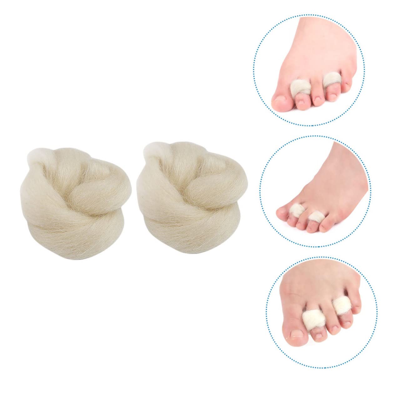 HAPINARY 2pcs Wool Toe Separator Pedicure Separators Finger Separator Finger Splitter Toe Stretcher Finger Divider Lambs Wool Toe Pad Toe Splitters Toe Straightener Absorb Sweat Orthotics