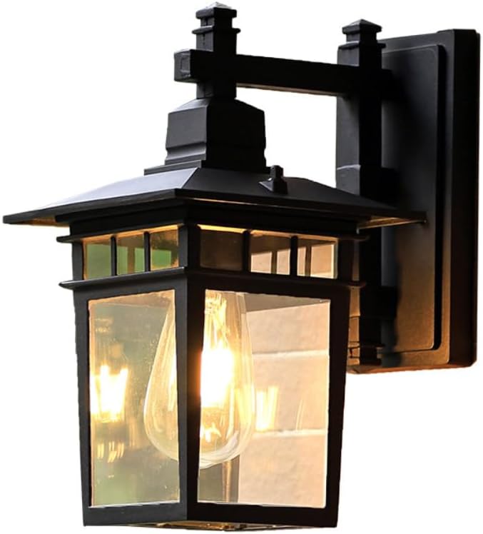 屋外用防水ウォールランプ、バルコニーやパティオ用ウォールランプ、階段や廊下用ウォールランプ、E27ランプホルダー（電球なし） (C)