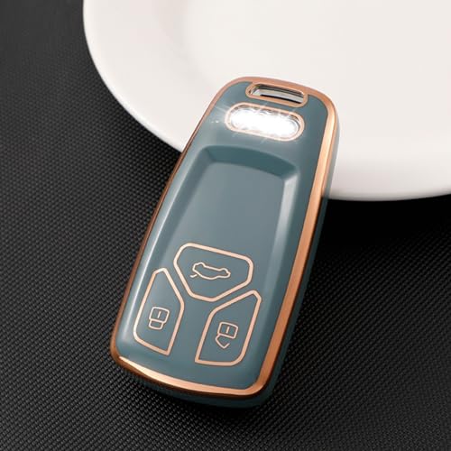 Funda para llave de coche en TPU con borde dorado elegante para Audi Q3 y A4