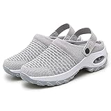Eogrokerr Weiche Hausschuhe für Frauen Damen, Mesh Orthopädische Walking Air Cushion Sandalen, Slip on Breathable Casual Slipper, Z-grau, 39 EU