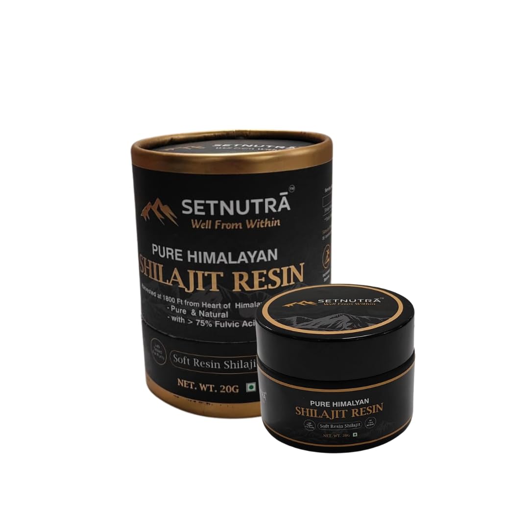 SETNUTRA Shilajit Resin Pure Himalayan Shilajit /Shilajeet 20g - Performance Booster For Endurance & Stamina, Lab Tested, 85+ Trace Minerals, 75% Fulvic Acid, Natural Energy Booster, Vegetarian, Shilajit for Men