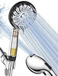 PWERAN High Pressure Shower Head with 15 Stage Filter, 8 Spray Modes Powerful Booster Handheld Hard Water Filter Shower Head and 1.5M Hose for Residual Chlorine Removal