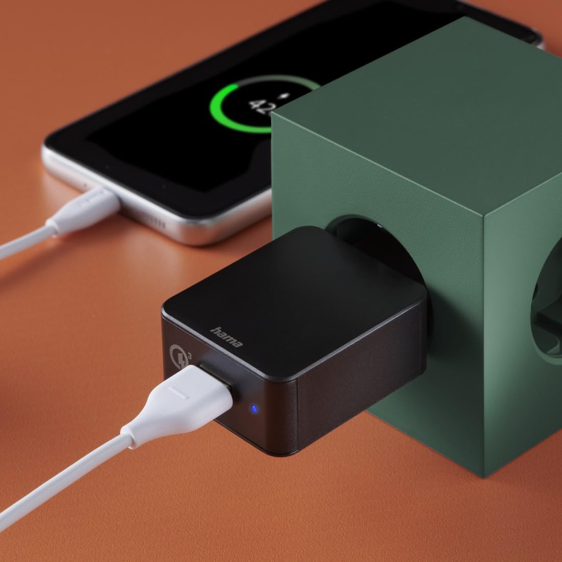 Hama ładowarka sieciowa Quick Charge USB A 19,5W (szybka, do ładowania telefonu, kostka, uniwersalna, charging adapter) czarna