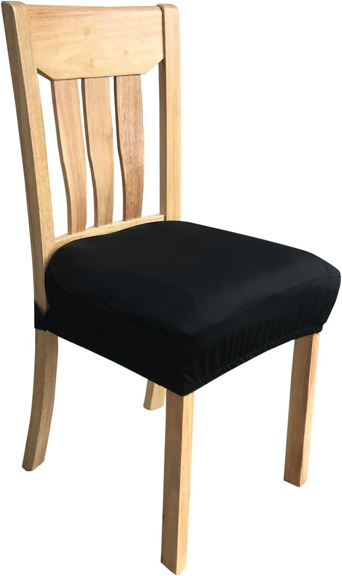 MOCAA Chair Seat Covers Pack of 2 ,Removable Stretch Dining Chair Protector Cover Slipcover (Black)