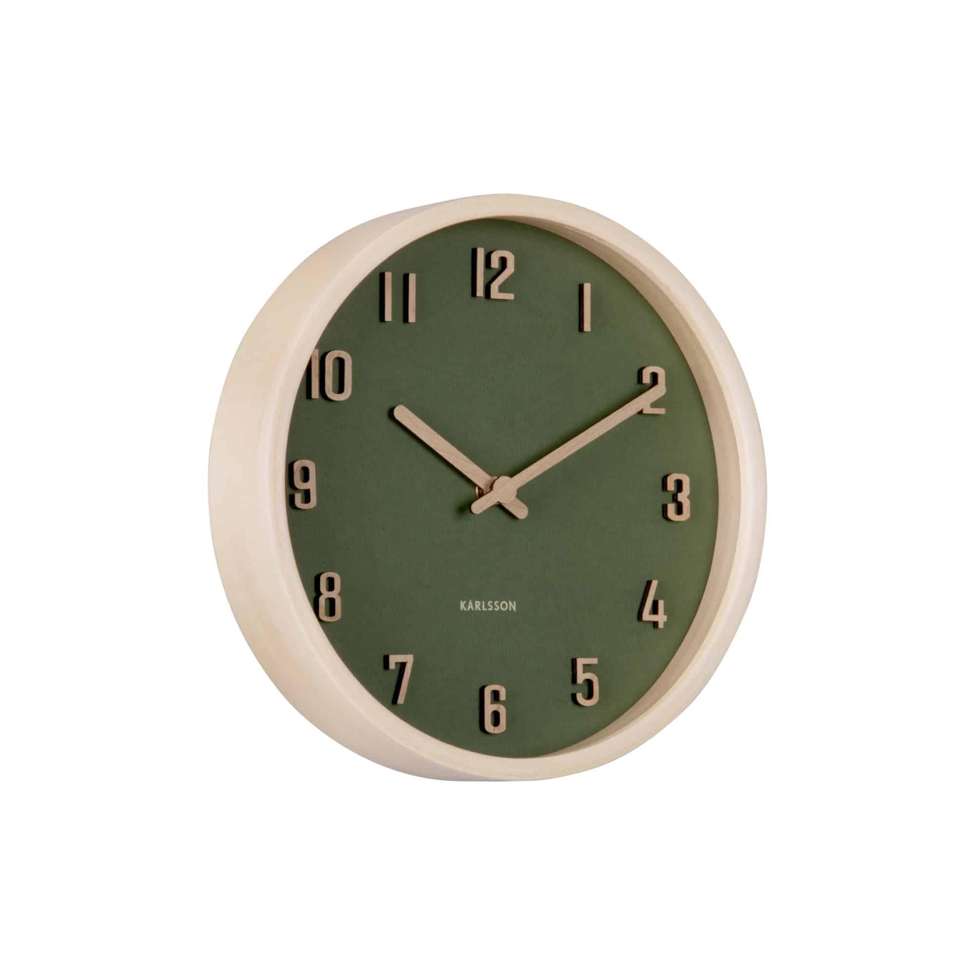 Horloge murale salon Karlsson Nervadura bois vert foncé ronde chambre 22cm