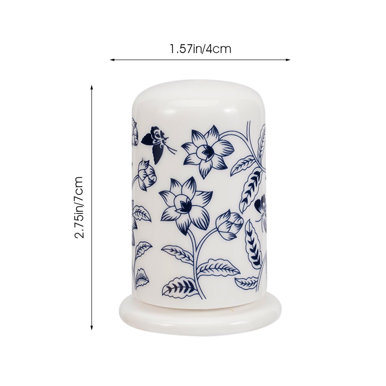 Cabilock Ceramic Toothpick Holder with Lid, Blue and White Floral Design, Toothpick Dispenser for Home, Kitchen, Dining Table, 2.75 X 1.96 Inches, Food Safe