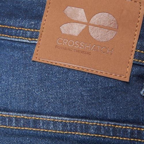 Crosshatch Stretch Slim Fit Jeans Mens Denim Designer Trousers Pants Dark Wash 34W X 32L - Image 2