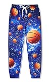 Idgreatim Kids Boy Galaxy Jogger Pants with Pockets Basketball Printed Jogger Sweatpants Casual Sport Trousers Size 6 7