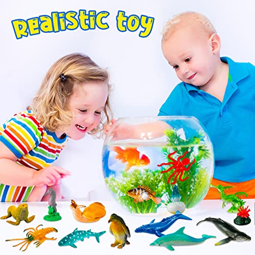Hfxxad 68 Pack Ocean Sea Animal Toys, Mini Animal Figures Bath Toys, Realistic Under The Sea Life Figurines Shark Forkids Toddlers Preschool Educational Favors Easter Basket Stuffers Gifts #TOP4
