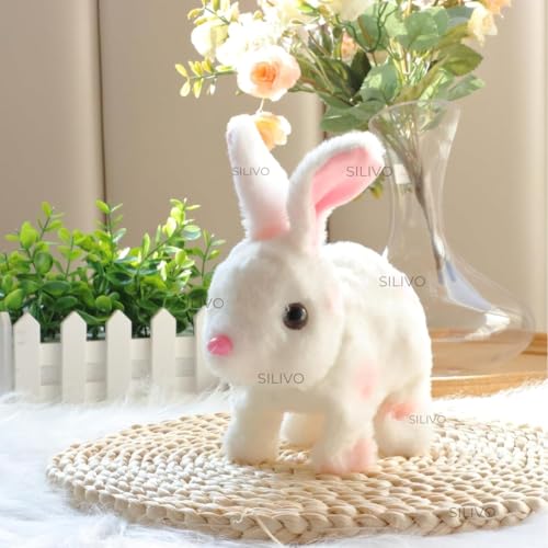 Image of Interactive Walking Hopping Bunny Toy with Sounds | Jumping Rabbit with Wiggling Ears, Twitching Nose & Mouth | Educational Plush Pet Toy for Babies & Kids (Multi Color)