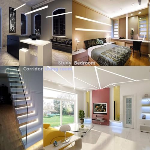 Image of 18x6mm LED Strip Lights 1Meter Aluminium Rectangular Conciled Profile Light Channels with Diffused Cover, End Caps and Mounting Clips Without LED Straight Linear (Pack of 1)