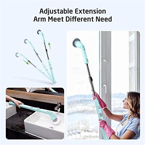 Homitt Electric Spin Scrubber, Bathroom Scrubber with 4 Replaceable Cleaning Shower Scrubber Brush Heads, 1 Extension Arm and Adapter for Tub, Tile, Floor, Wall and Kitchen - Thumbnail 3