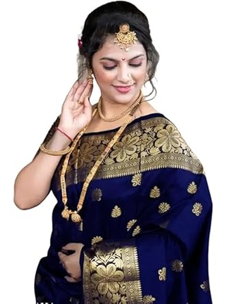 C J Enterprise Women’s Pure Soft Kanjivaram Silk Saree For Wedding Banarasi Style Sari With Blouse Piece (Vruksh-50)