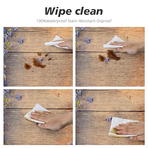 Spring Flowers On Wooden Elastic Fitted Edged Round Tablecloth Waterproof Soft Polyester Table Cloth Washable, for Banquet Home Indoor or Outdoor, Tablecloth Size 54"(Fit for 42.2"-46.1" Table) by JRMRNEI - Used condition - Image 8
