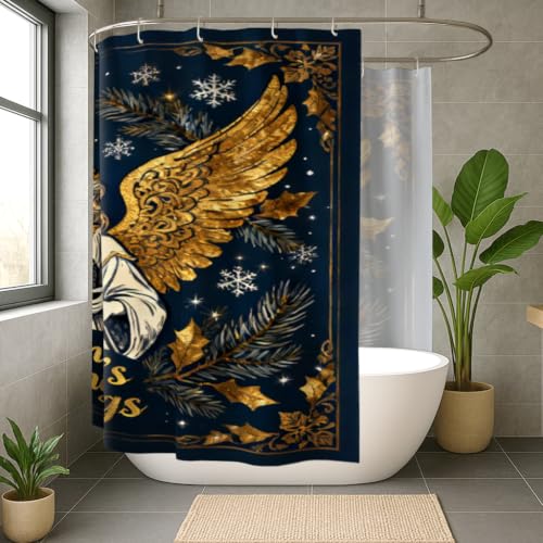 Rideau de douche extra large polyester 274x183 cm flocon doré - 4