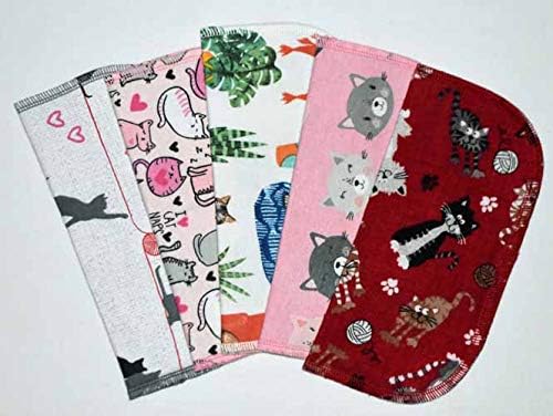 2 Ply Printed Flannel 8x8 Inches Set of 5 Little Wipes The Cats Meow- Proudly Made in the USA!