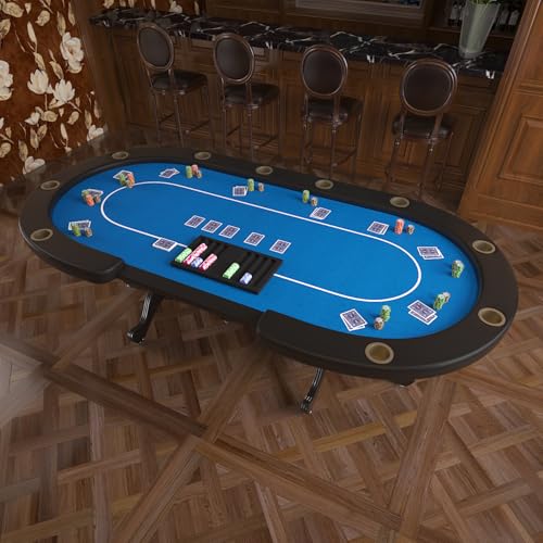 Mesa Ovalada de Poker 96" para 10 Jugadores Azul miniatura 3