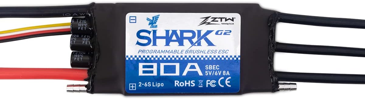ZTW Shark Series Boat ESC (Shark G2 80A SBEC)