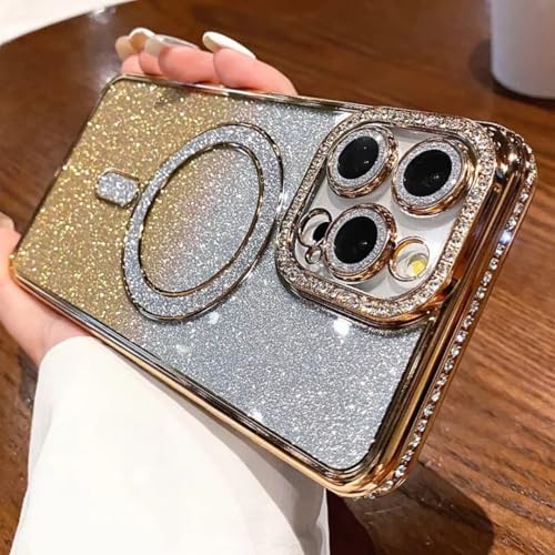 HJZSZX For iPhone 16 Plus�p ���O�W���A���[ �O���b�^�[ �X�}�z�P�[�X ���� �}�O�l�b�g���o���p�[�J�o�[�iFor iPhone 16 Plus�p/�S�[���h�j
