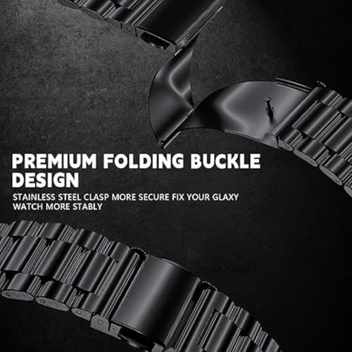 Image of TechTrendz No Gap Metal Straps For Samsung Galaxy Watch 7 Ultra 2024, Solid Stainless Steel Business Wristband For Samsung Watch 7 Ultra - Black