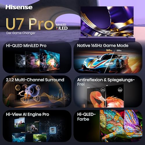 Hisense 100U7DS Pro Fernseher 100 Zoll, 4K UHD, Hi-QLED Mini LED Pro, Smart TV, 165Hz, Hi-View AI Engine Pro, Dolby Vision.Atmos… – Ansicht 3