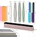 Teenitor 17pcs Nail Files and Buffer, 5pcs Colorful Files Blocks, 5pcs Black Sand Files, Professional Gel nail file Set and 7-sides Sky Dipping Powder Buffer 2pcs