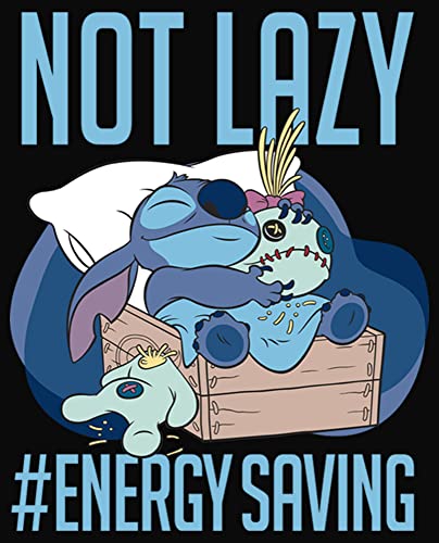 Disney Lilo & Stitch Not Lazy, Saving Energy Cowl Neck Pullover Hoodie for Women - Long Sleeve - Cozy Wear Black