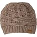Winter White Ivory Thick Slouchy Knit Oversized Beanie Cap Hat,One Size,Taupe
