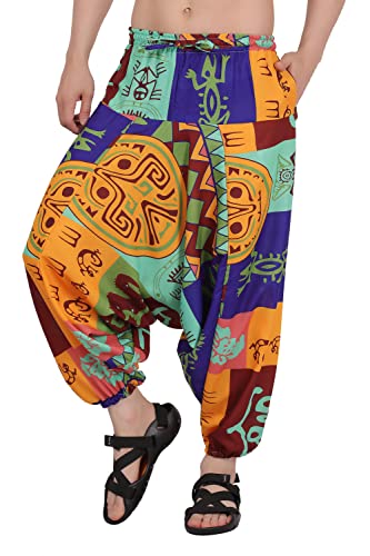 Image of Whitewhale Men's Cotton Solid Harem Pants Yoga Trousers Hippie Pant