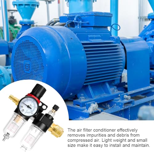 ANOMM Druckminderer Druckluft, 1/4 Zoll Wasserabscheider Druckluft mit Manometer, Luftfilter Druckregler mit Schnellkupplungen, Druckluftregler für Kompressor Filter Druckluftkompressor Luftwerkzeuge