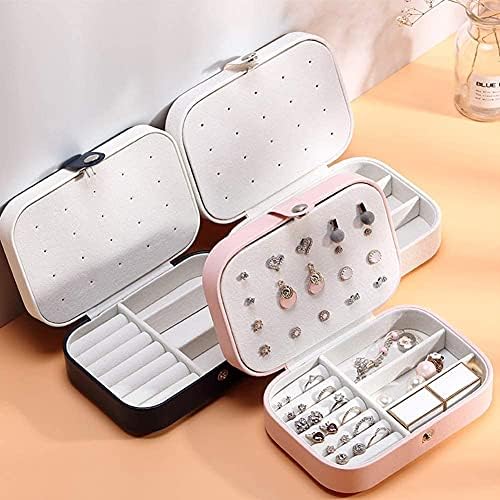 Udream Travel Jewellery Box Organiser for Women Girls,PU Leather Small Jewelry Storage Case,Portable Jewelry Box for Rings,Earring,Necklaces Jewelry Organiser Gift for Her Girlfriend Girl Wife