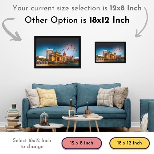 Image of Mad Masters Gateway Of India Mumbai India Painting Hanging Photo Frame Decorative Item for Living Room, Bedroom, Home Decor and Wall Decoration (MM 1549, 30.5L x 20.3W cm, Paper, With Plexi Glass)