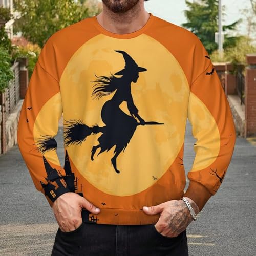 Halloweens Prints Fall Casual Loose Long Sleeve Crewneck Pullover Sweatshirt for Men And Women2