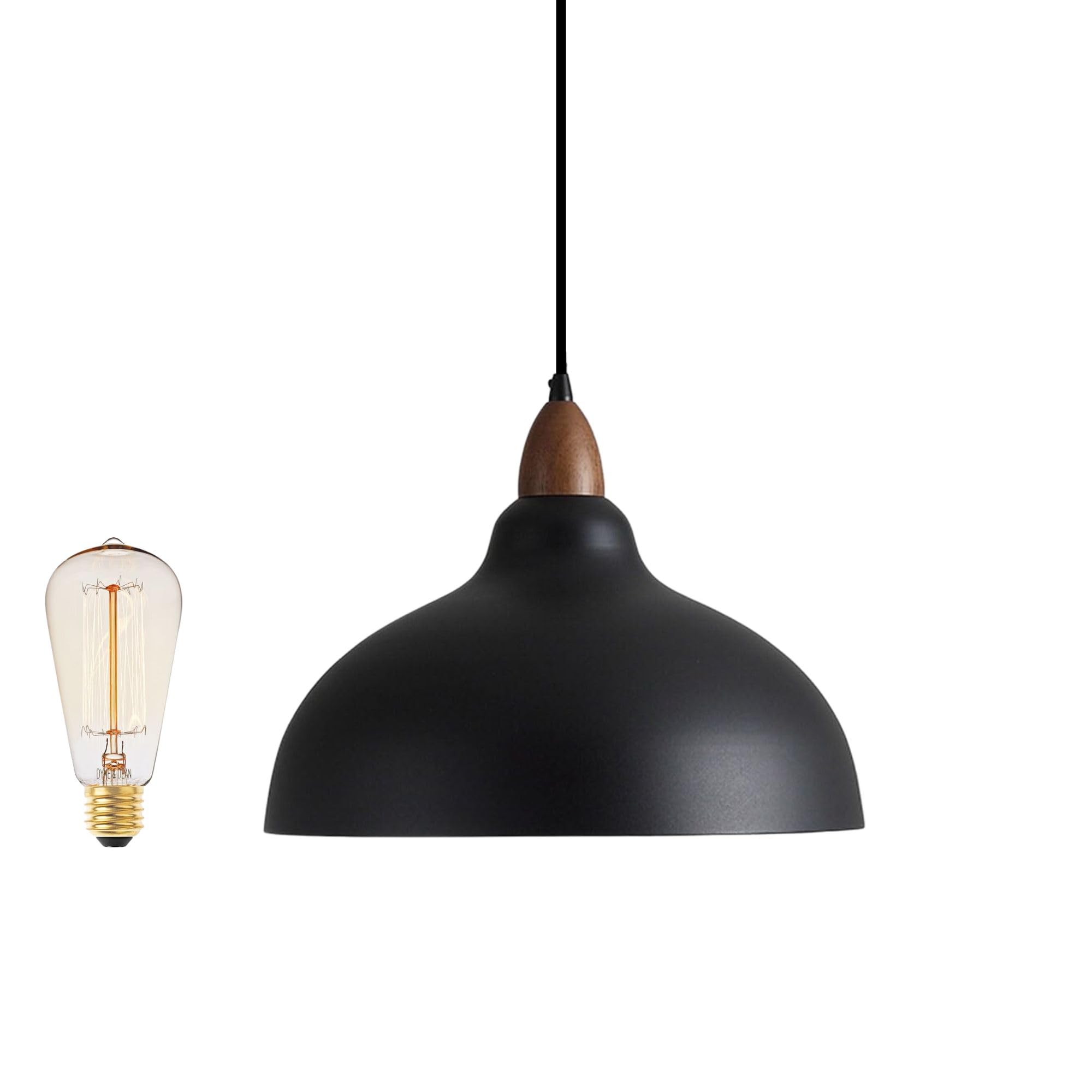 MOSSODOR Japanese Dip Dome Acrylic Hanging Light Modern Simple Ambient Pendant E27 Filament Bulb (Included) Natural Kitchen Dining Living
