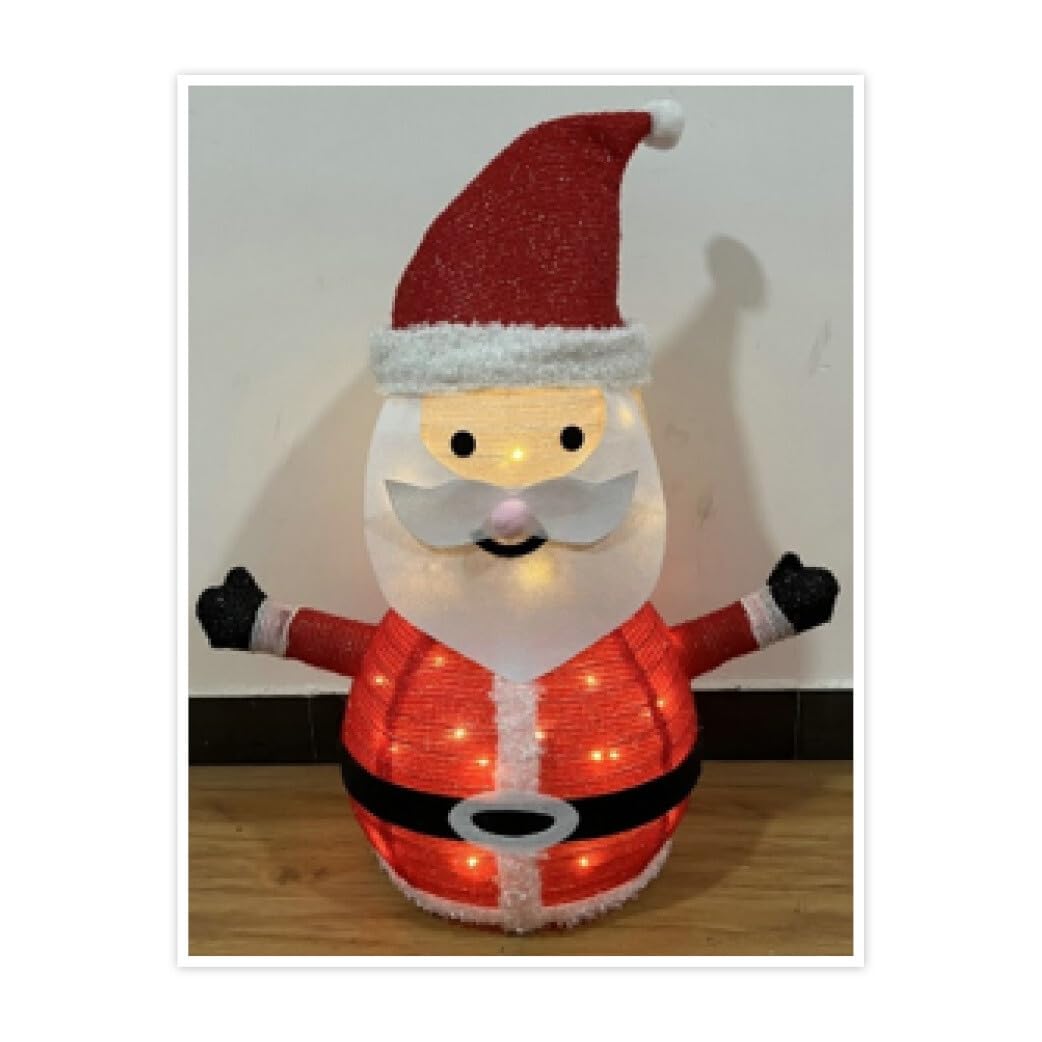 Père Noël LED pliable extérieur à piles pour un rangement facile hiver