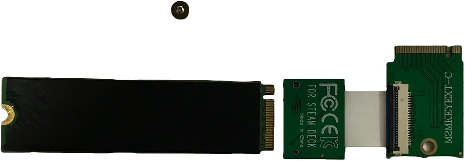 for Steam Deck LCD Handheld Device Conversion 2230 to 2230 2242 2260 2280 SSD Hard Drive Expansion High Capacity Board Adapter 90 Degree NVME M.2 PCIe 3.0 Gold Finger FPC Flex Cable Converter