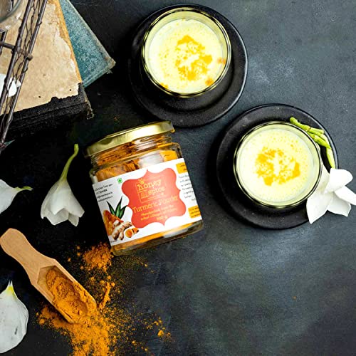 Image of Honey and Spice High Curcumin Turmeric (100g) | Glass Jar Packaging | Haldi Powder | Ideal for Eating, Drinking, Cooking | Natural and Fresh