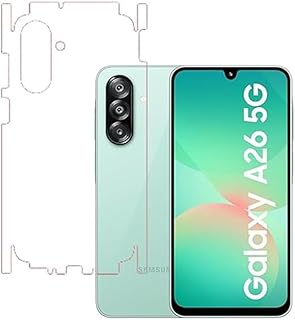 شاشة حماية خلفية متوافقة مع سامسونج A26 بتغطية كاملة للجانب الخلفي والإطار خالية من الفقاعات سهلة التركيب فائقة النعومة ومضادة للخدش بغشاء بولي يوريثين مقاوم للحرارة مرن من بشياكة، قطعتان