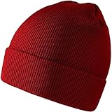 Gorros de Punto Invierno Hombre Mujer Gorro Liso Invierno Basic sin Pompon 100% Acrílico Beanie de Color sólido Modelo Simple y Clásico sin Marca (Granate)