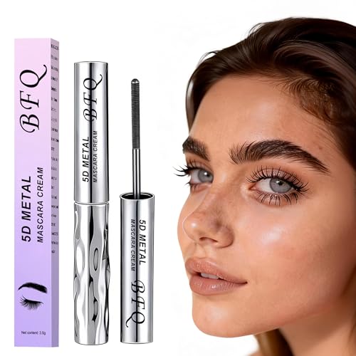 Iron Wand Mascara, 5D Curling Eyelash Iron Mascara with Washable Metal Wands, Waterproof Mascaras Black Volume and Length, Long-lasting Smudge Proof Mascaras for Lengthening Volumizing Eyelashes (1)