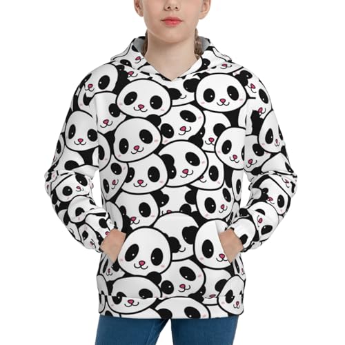 Cute Panda Face Kid Hoodies Boys Sweatshirts Girls Pullover with Pocket