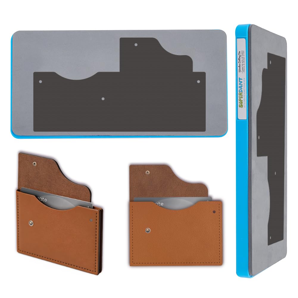 SUPERDANT 1 Stück Schnappverschluss Geldbörse Druckform 25.4x12.7cm Holz Lederschneideform für Handgemachte Kartenhalter Münztaschen Lederhandwerk Vorlage für Schneidemaschine