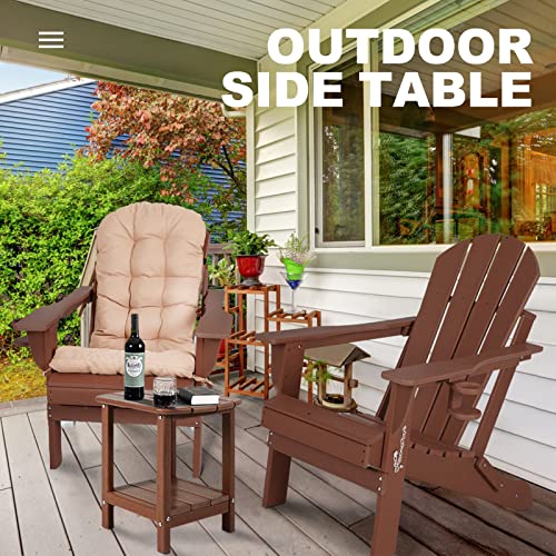 Nalone Adirondack Side Table 16.5" Outdoor Side Table Hdpe Plastic Double Adirondack End Table Small Table For Patio(Wood) #TOP4