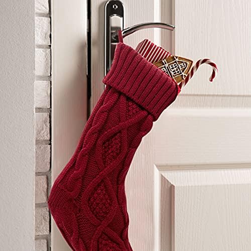 TRIXES Christmas Stockings 2 Pack Cable Knit Design  Family Christmas Stockings for All  Knit Stockings NEW Xmas Stockings x2 - Small Gifts Decorations Stockings