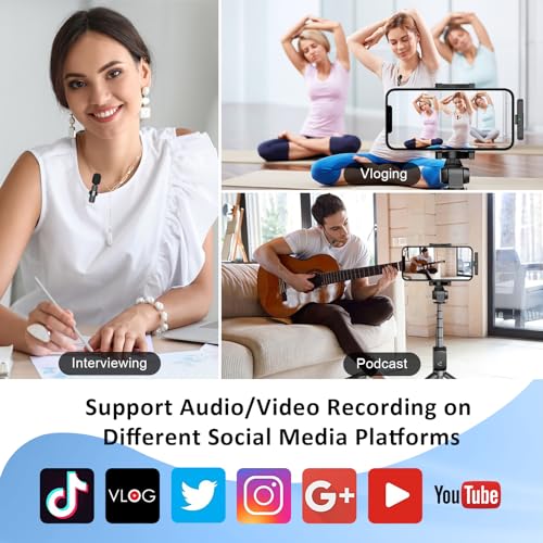 Image of MAYBESTA Wireless Lavalier Microphone for iPhone, iPad, Android - Bluetooth Lapel Phone Mic for Video Recording - Mini Clip on Microphones for YouTube Podcast Interview(Black)