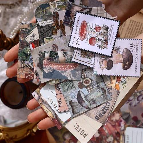 Image of WISHKEY Journal & Scrapbook Kit with A6 Notebook, Stickers, Sticky Notes, Papers, Cards, Tape Roll, Envelope, DIY Set with Vintage Aesthetic & Creative Decor Journaling Supplies, (Pack of 1, Assorted)