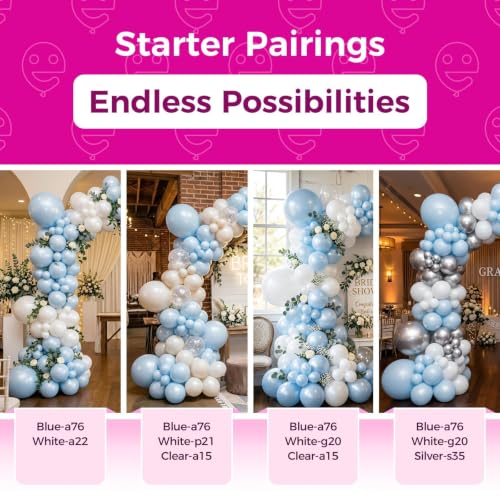 Image of Bezente Pearl Light Blue Latex Round Helium Party Balloons 100 Pack 12 inch