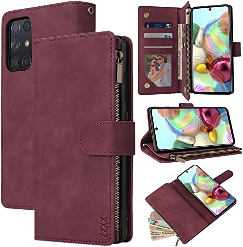 ZZXX Wallet Case for Samsung Galaxy A72 4G/A72 5G,Folio Flip Cover Zipper Pocket Wrist Strap Kickstand Soft Leather Card Slot Photo Fram for Samsung A72 6.7 Inch(Wine Red) ZZXX Wallet Case for Samsung Galaxy A72 4G/A72 5G,Folio Flip Cover Zipper Pocket Wrist Strap Kickstand Soft Leather Card Slot Photo Fram for Samsung A72 6.7 Inch(Wine Red)